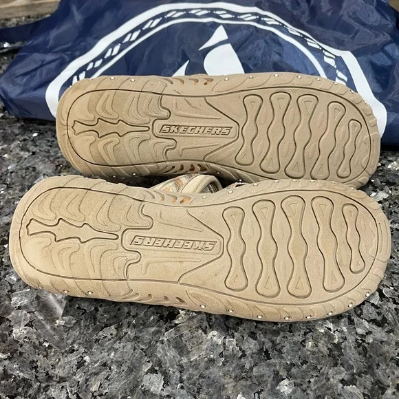 Skechers Reggae Zig Swag Tan Sandals with Braided Orange Straps & Bag Size 8.5 - Picture 5 of 7